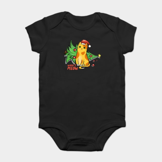 Christmas Cat Santa Wasn't Meow Baby Bodysuit by The WYLD Tribe